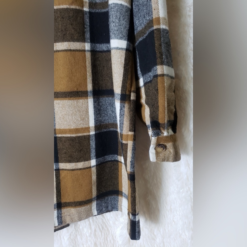 SHEIN Women’s Checkered Shirt Jacket in Black, Brown, and White Size XL - Picture 4 of 8